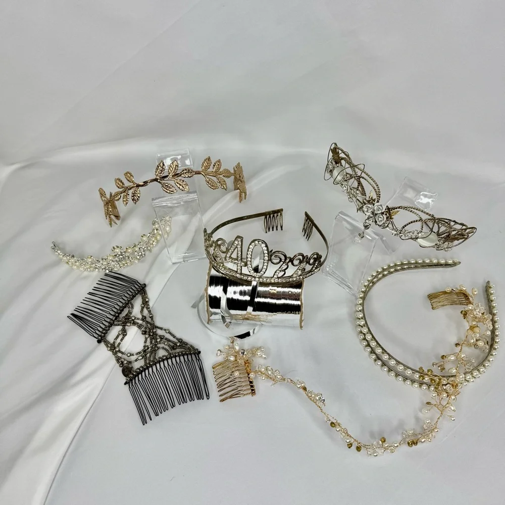 Elegant Gold and Silver Hair Accessories Set including Crowns fir the Princess